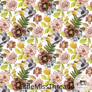 PRE ORDER - Autumn Garden Small White - Fabric - Fabric from [store] by Little Miss Threads - 