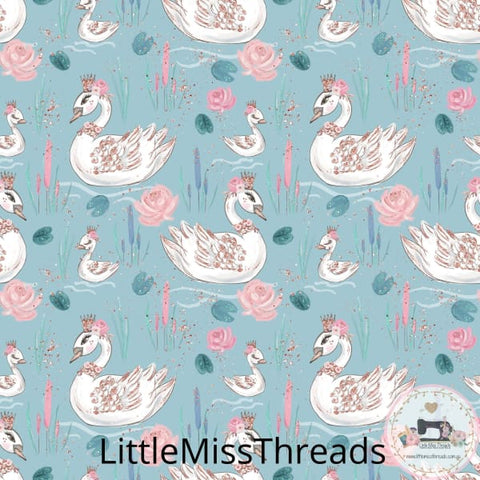 PRE ORDER Baby Animals Blue Swans Fabric - Fabric from [store] by Mini Mooches - 