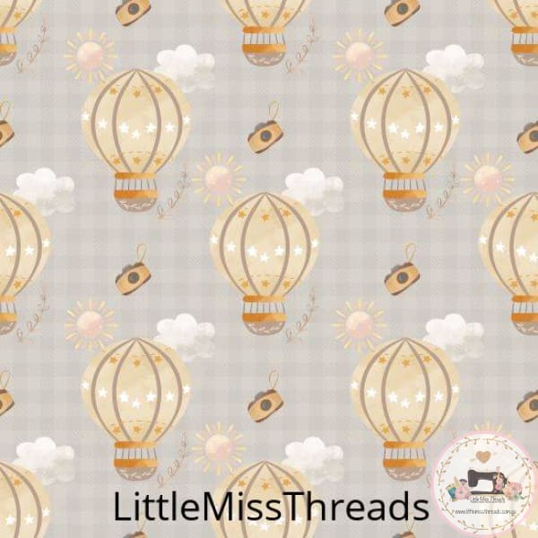 PRE ORDER - Baby Balloon Ride Grey - Fabric - Fabric from [store] by Little Miss Threads - 