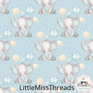 PRE ORDER - Baby Boy Elephant Blue Rain - Fabric - Fabric from [store] by Little Miss Threads - 