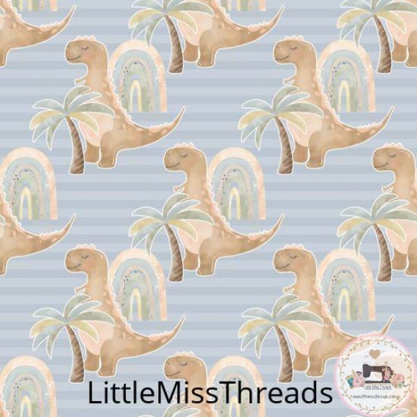PRE ORDER - Baby Dino Blue Stripe - Fabric - Fabric from [store] by Little Miss Threads - 