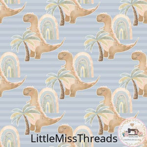PRE ORDER - Baby Dino Blue Stripe - Fabric - Fabric from [store] by Little Miss Threads - 