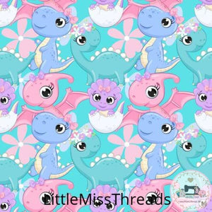 PRE ORDER - Baby Girl Dino Green - Fabric - Fabric from [store] by Little Miss Threads - 