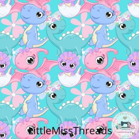 PRE ORDER - Baby Girl Dino Green - Fabric - Fabric from [store] by Little Miss Threads - 