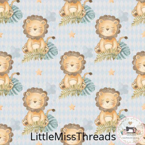PRE ORDER - Baby Lion Blue - Fabric - Fabric from [store] by Little Miss Threads - 