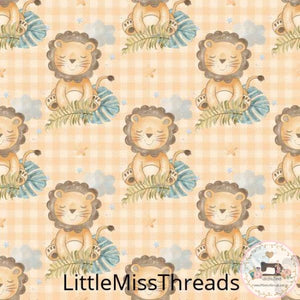 PRE ORDER - Baby Lion Orange Check - Fabric - Fabric from [store] by Little Miss Threads - 