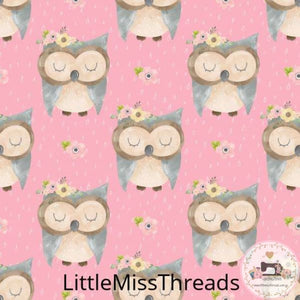 PRE ORDER - Baby Owl Pink - Fabric - Fabric from [store] by Little Miss Threads - 