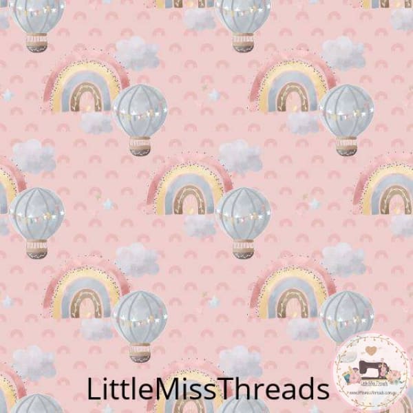 PRE ORDER - Baby Rainbow Balloon Ride Pink - Fabric - Fabric from [store] by Little Miss Threads - 