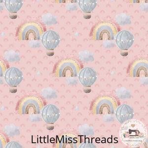PRE ORDER - Baby Rainbow Balloon Ride Pink - Fabric - Fabric from [store] by Little Miss Threads - 