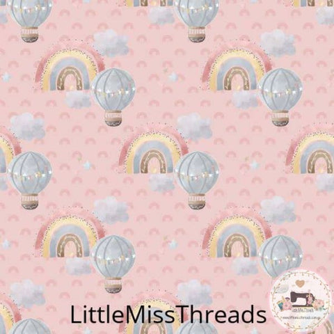 PRE ORDER - Baby Rainbow Balloon Ride Pink - Fabric - Fabric from [store] by Little Miss Threads - 