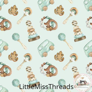 PRE ORDER - Baby Rattles Green - Fabric - Fabric from [store] by Little Miss Threads - 