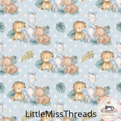 PRE ORDER - Baby Safari Friends Blue - Fabric - Fabric from [store] by Little Miss Threads - 