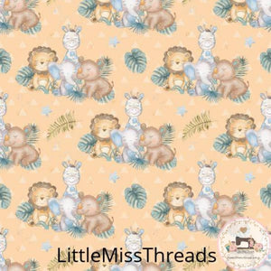 PRE ORDER - Baby Safari Friends Orange - Fabric - Fabric from [store] by Little Miss Threads - 