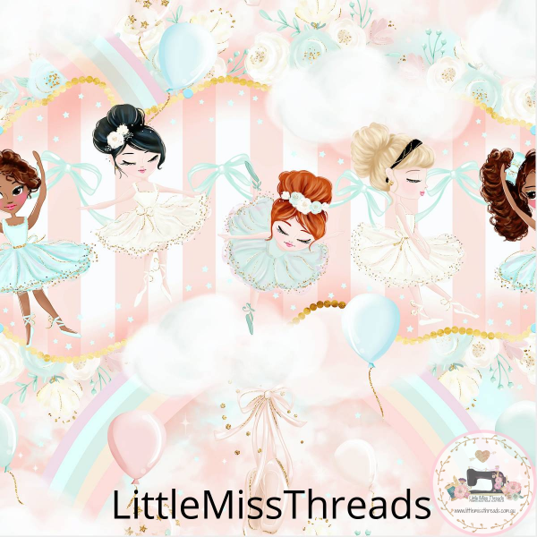 PRE ORDER - Ballerinas in a Row - Fabric - Fabric from [store] by Little Miss Threads - 