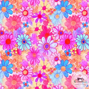 PRE ORDER - Bright Retro Watercolour Floral - Fabric Fabric
