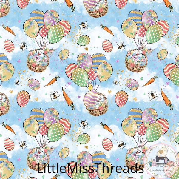 PRE ORDER - Bunny Fun Light Blue - Fabric - Fabric from [store] by Little Miss Threads - 