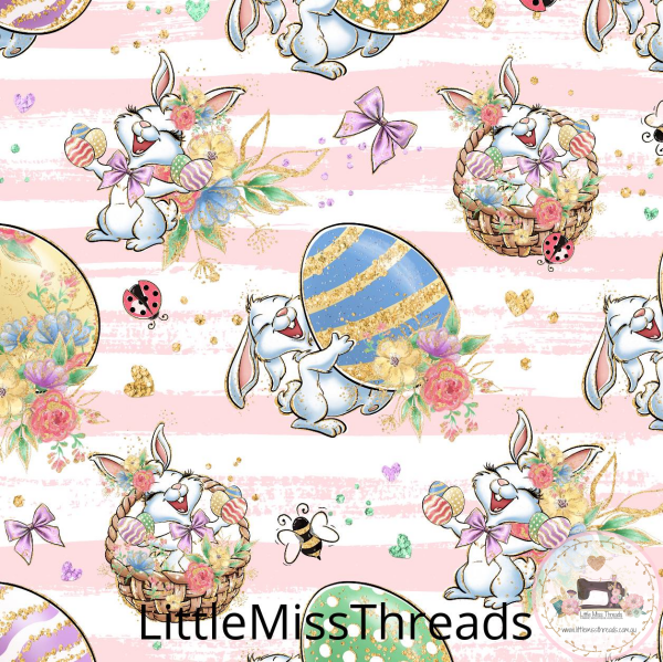 PRE ORDER - Bunny Fun Pink - Fabric - Fabric from [store] by Little Miss Threads - 