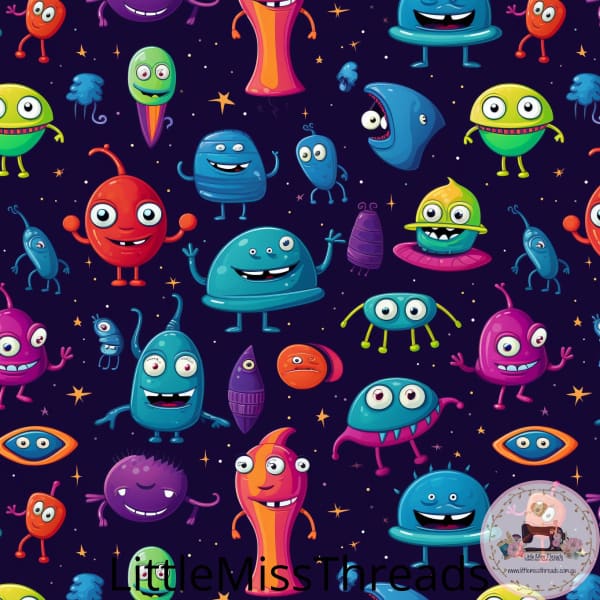 PRE ORDER - Cartoon Aliens - Fabric - Fabric from [store] by Little Miss Threads - 