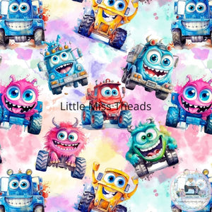 PRE ORDER - Cartoon Truck Faces - Fabric Fabric