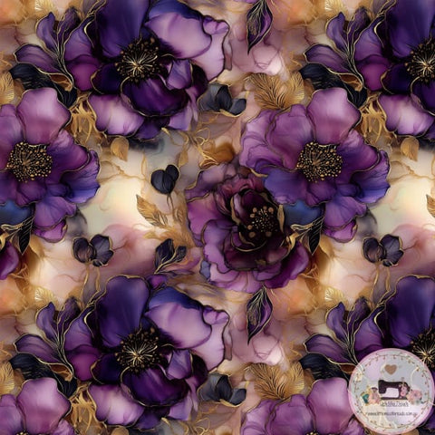 PRE ORDER - Cascading Amethyst Alcohol Ink - Fabric Fabric