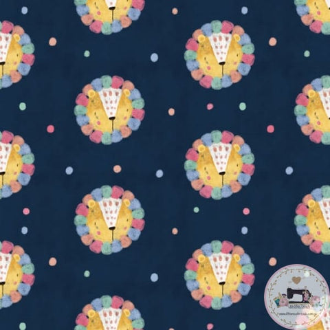 PRE ORDER - Chalk Lions Dark Blue - Fabric Fabric