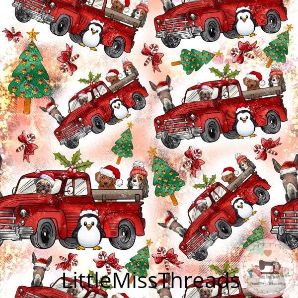 PRE ORDER - Christmas Animals Truck - Fabric - Fabric from [store] by Little Miss Threads - 