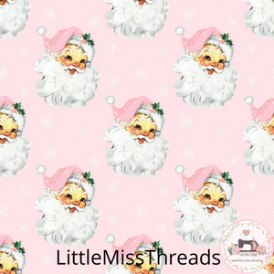 PRE ORDER - Christmas Cheeky Santa Pastel Pink - Fabric - Fabric from [store] by Little Miss Threads - 