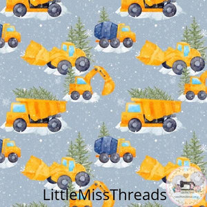 PRE ORDER - Christmas Construction Vehicles - Fabric - Fabric from [store] by Little Miss Threads - 
