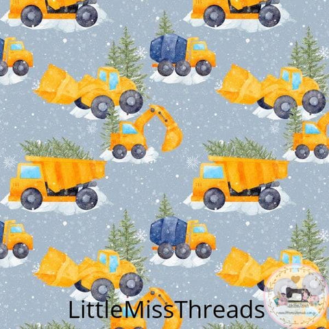 PRE ORDER - Christmas Construction Vehicles - Fabric - Fabric from [store] by Little Miss Threads - 