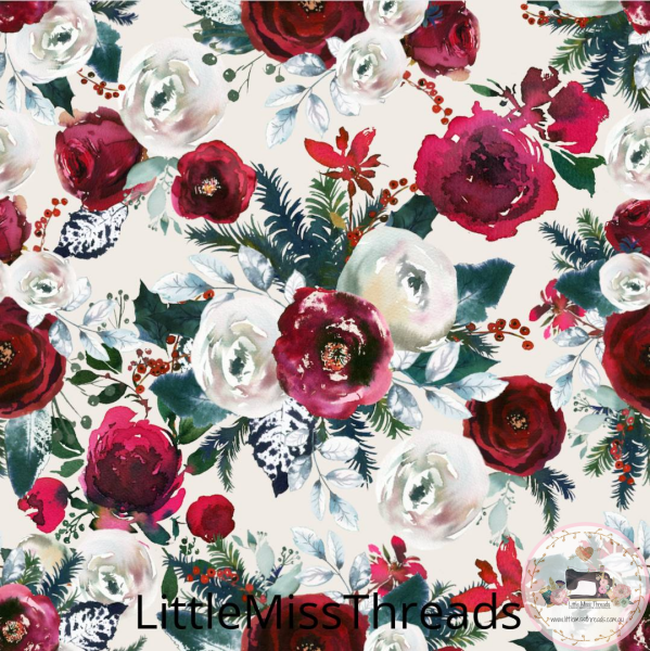 PRE ORDER - Christmas Florals - Fabric - Fabric from [store] by Little Miss Threads - 
