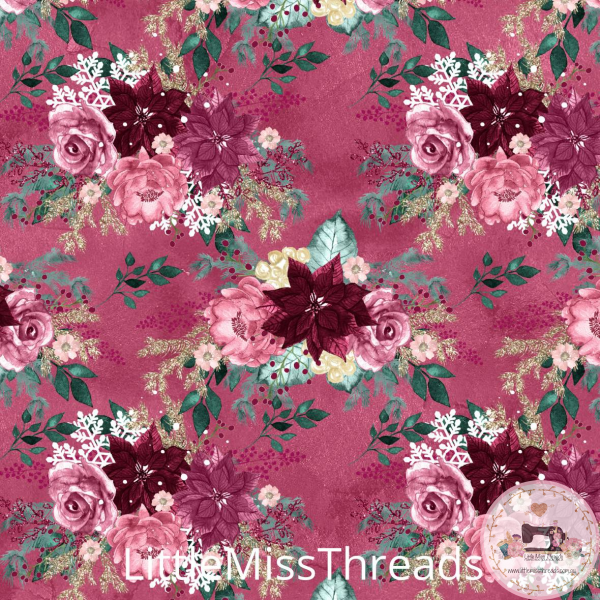 PRE ORDER - Christmas Florals Red - Fabric - Fabric from [store] by Little Miss Threads - 