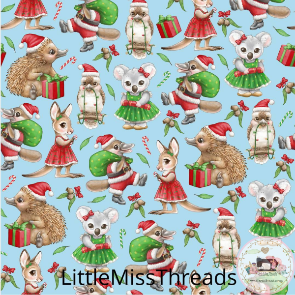 PRE ORDER - Christmas in Aus Blue - Fabric - Fabric from [store] by Little Miss Threads - 