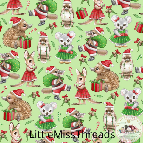 PRE ORDER - Christmas in Aus Green - Fabric - Fabric from [store] by Little Miss Threads - 