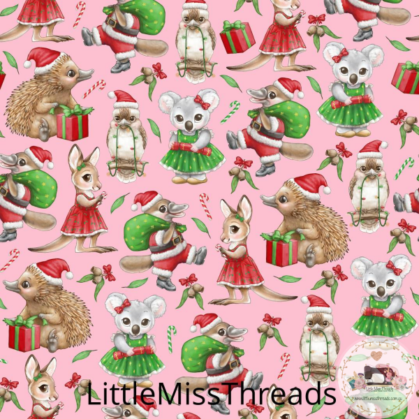 PRE ORDER - Christmas in Aus Pink - Fabric - Fabric from [store] by Little Miss Threads - 