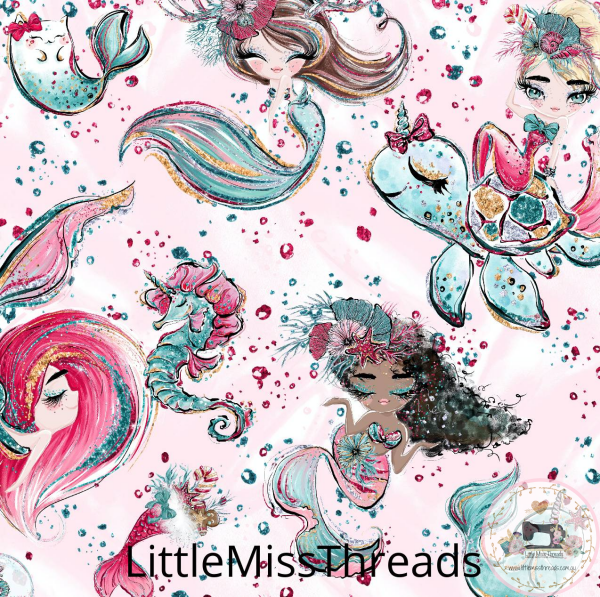 PRE ORDER Christmas Little Mermaids Fabric - Fabric from [store] by Mini Mooches - 