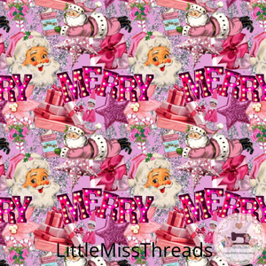 PRE ORDER - Christmas Merry Santa Pink - Fabric - Fabric from [store] by Little Miss Threads - 