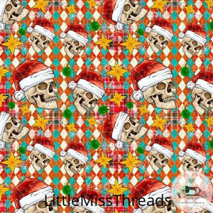 PRE ORDER - Christmas Skull - Fabric - Fabric from [store] by Little Miss Threads - 