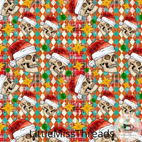 PRE ORDER - Christmas Skull - Fabric - Fabric from [store] by Little Miss Threads - 