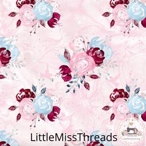 PRE ORDER - Christmas Unicorn Florals Pink - Fabric - Fabric from [store] by Mini Mooches - 