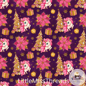 PRE ORDER - Christmas Unicorns Purple - Fabric - Fabric from [store] by Little Miss Threads - 