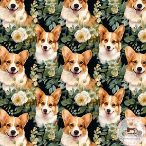 PRE ORDER - Corgi Floral - Fabric Fabric
