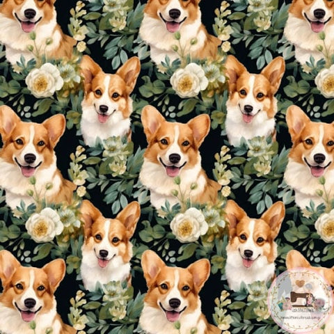 PRE ORDER - Corgi Floral - Fabric Fabric
