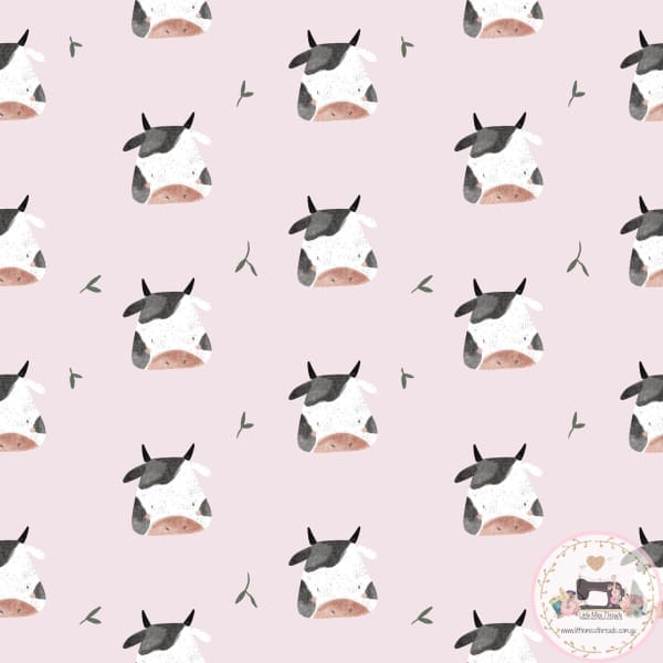 PRE ORDER - Cow Graze in Blush - Fabric Fabric