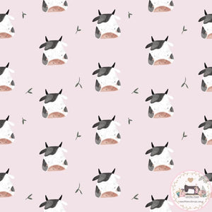 PRE ORDER - Cow Graze in Blush - Fabric Fabric