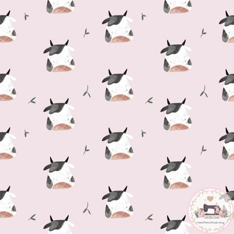 PRE ORDER - Cow Graze in Blush - Fabric Fabric