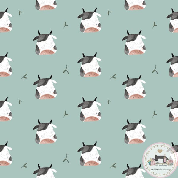 PRE ORDER - Cow Graze in Teal - Fabric Fabric