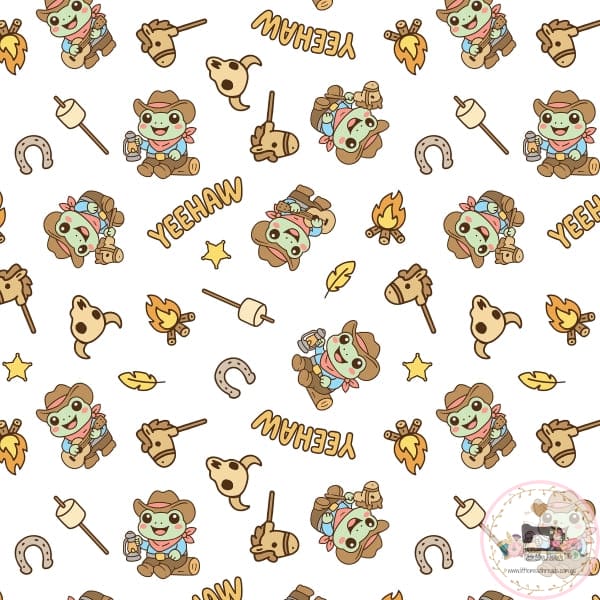 PRE ORDER - Cowboy Frog White - Fabric Fabric