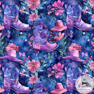 PRE ORDER - Cowgirl Boots and Flowers - Fabric Fabric