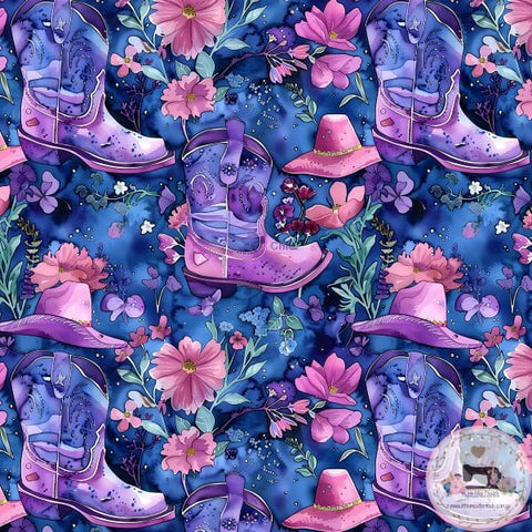 PRE ORDER - Cowgirl Boots and Flowers - Fabric Fabric