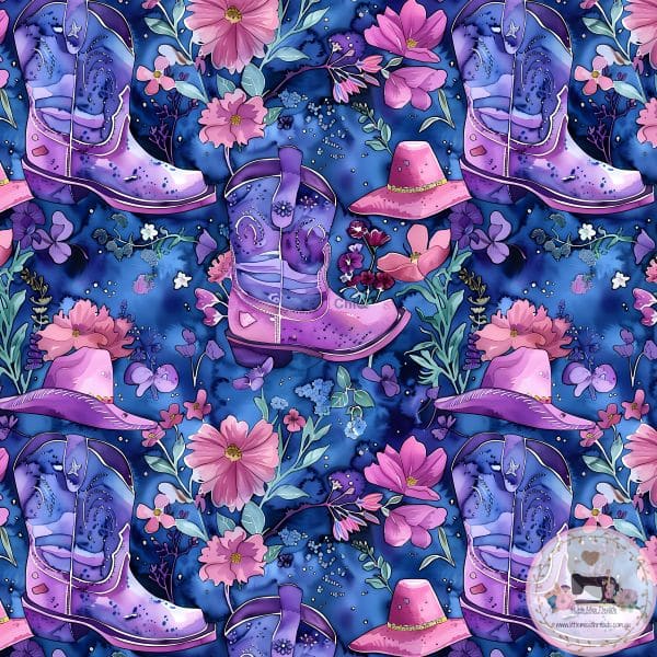 PRE ORDER - Cowgirl Boots and Flowers - Fabric Fabric
